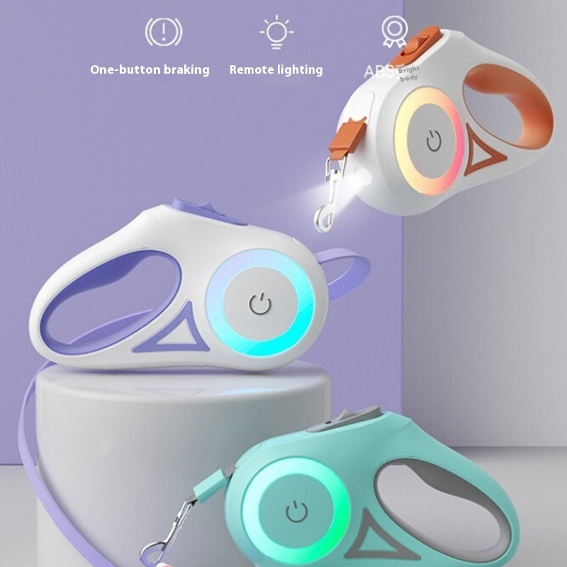 Safe-Stride Spotlight: The All-in-One Retractable Leash & Collar Set for Secure Night Walks.