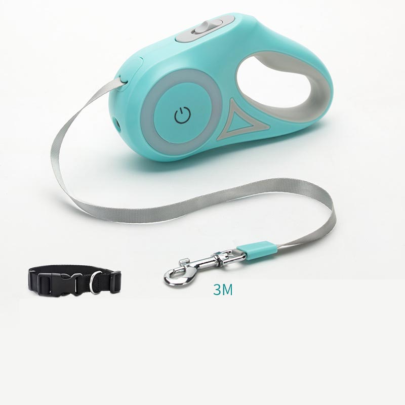 Safe-Stride Spotlight: The All-in-One Retractable Leash & Collar Set for Secure Night Walks.