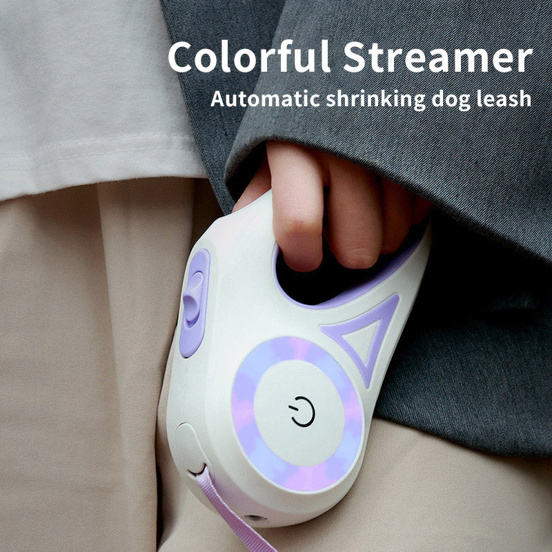 Safe-Stride Spotlight: The All-in-One Retractable Leash & Collar Set for Secure Night Walks.