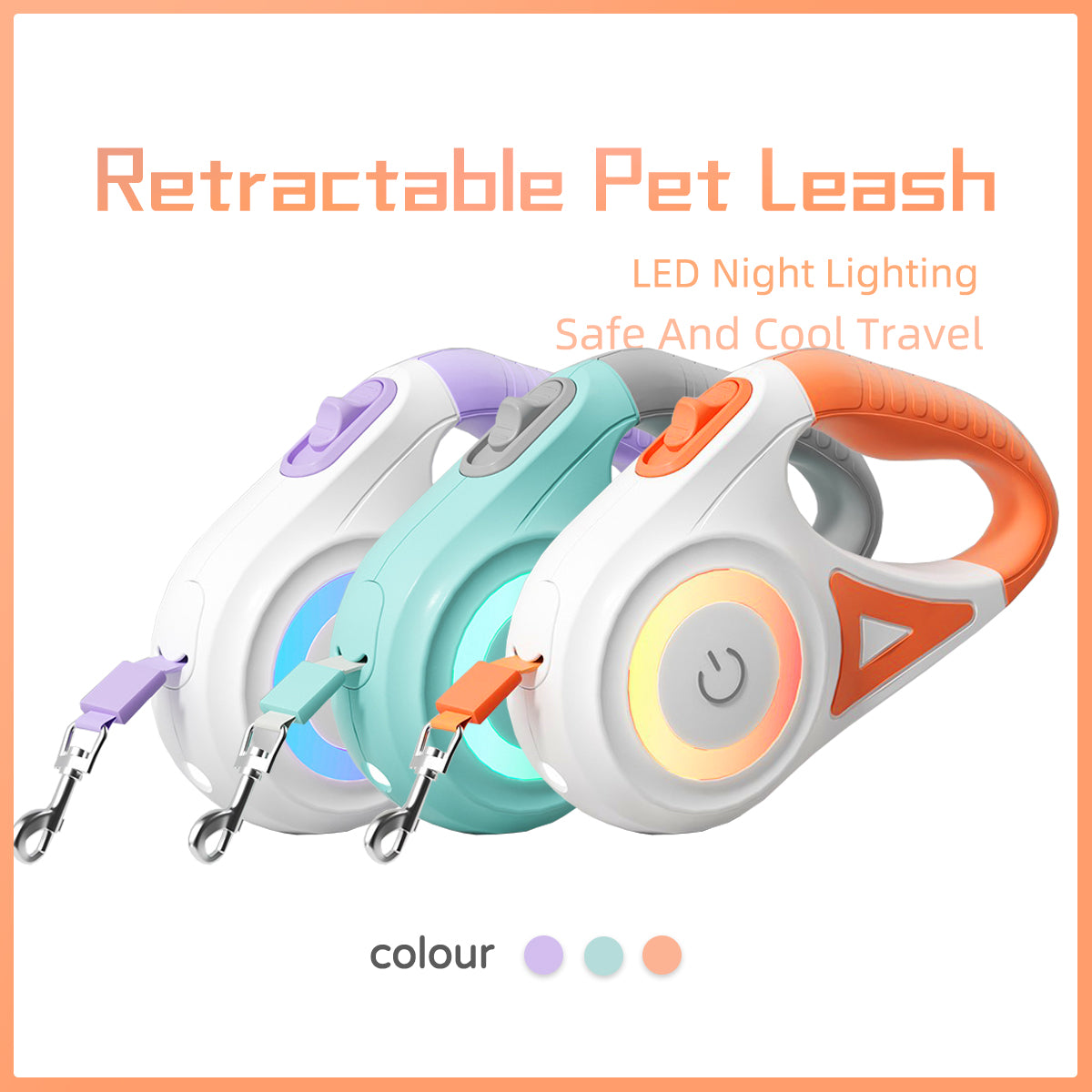 Safe-Stride Spotlight: The All-in-One Retractable Leash & Collar Set for Secure Night Walks.